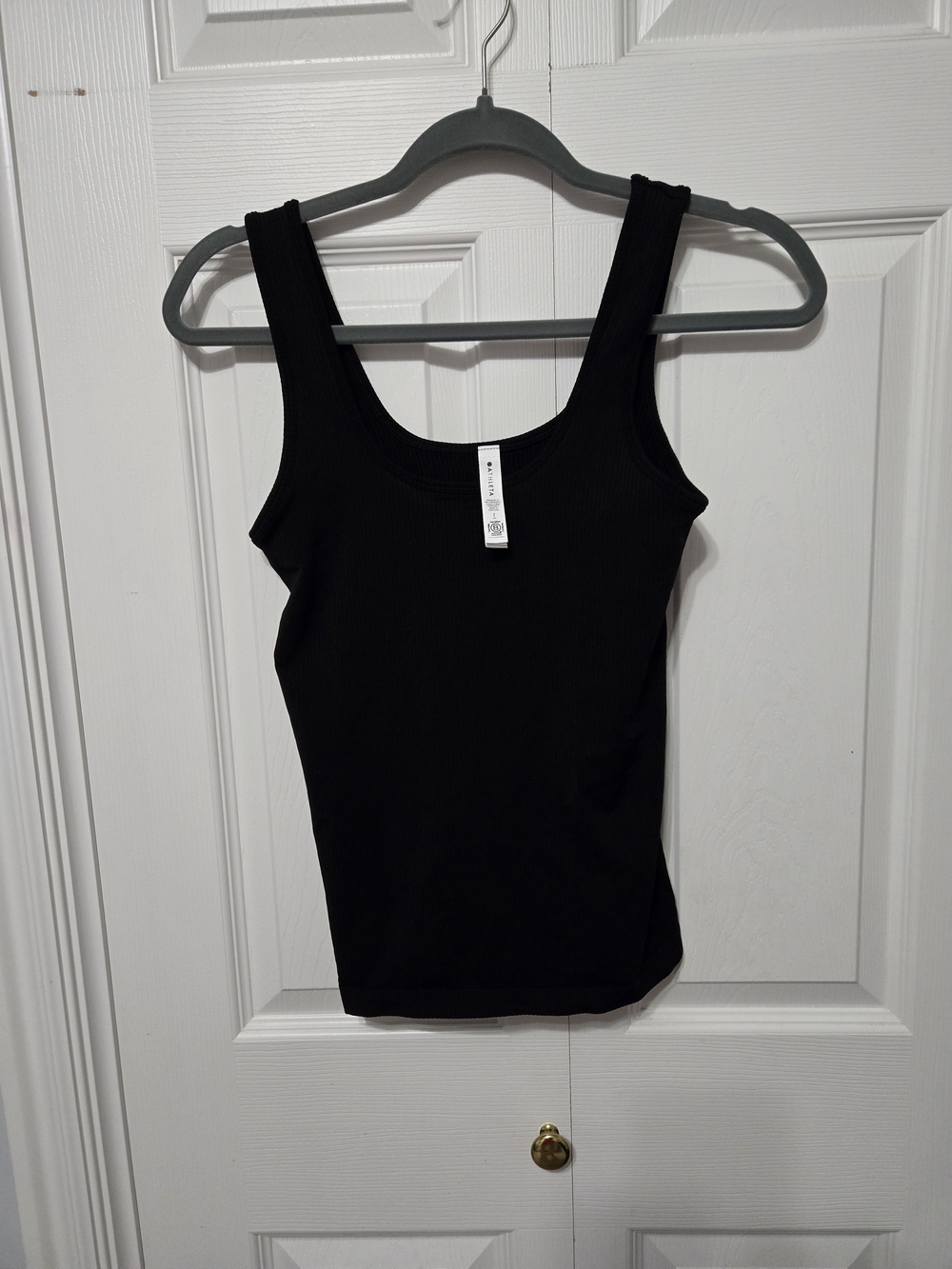 Athleta Black Ribbed Scoop Tank